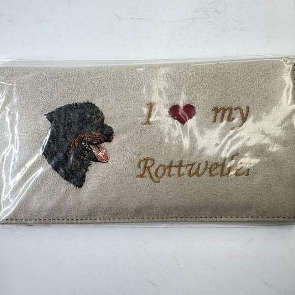Gift Links I Love My Rottweiler Dog Pup Checkbook Cover 2006 #N44336 Faux Suede - Picture 1 of 6